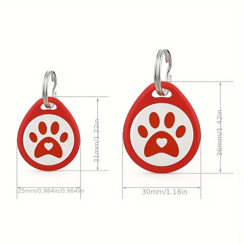 Lightweight Smart Pet ID Tag with QR Code - ABS Resin Dog & Cat Nameplate, Paw Print Design