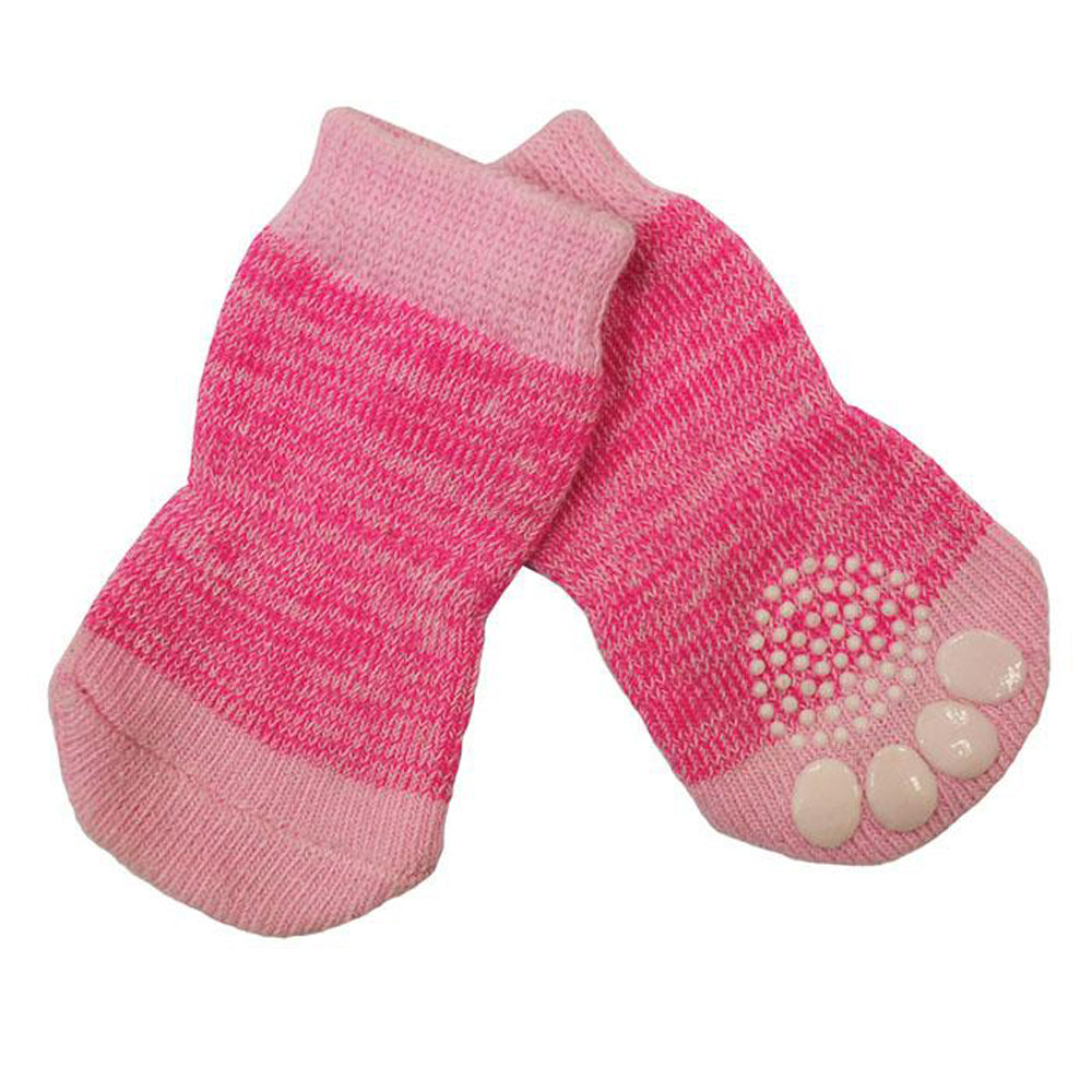 Zeez Non-Slip Sole Knitted Dog Socks Pink Set of 4
