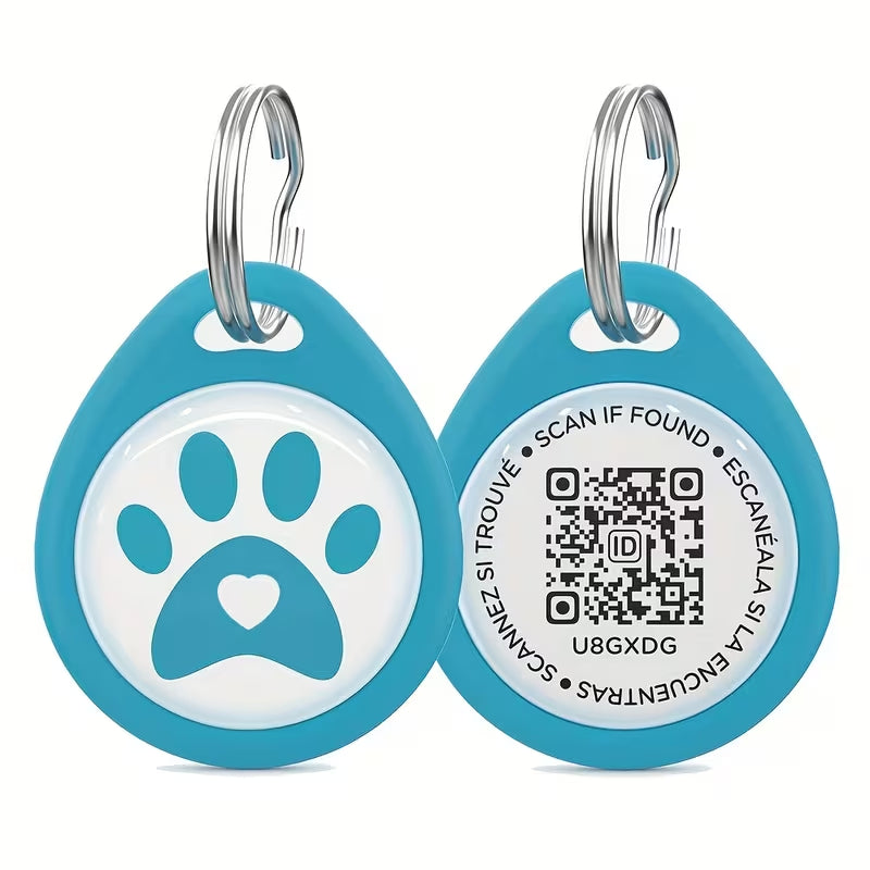 Lightweight Smart Pet ID Tag with QR Code - ABS Resin Dog & Cat Nameplate, Paw Print Design