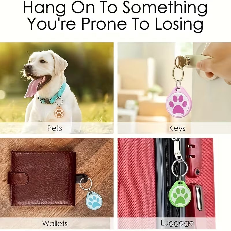 Lightweight Smart Pet ID Tag with QR Code - ABS Resin Dog & Cat Nameplate, Paw Print Design