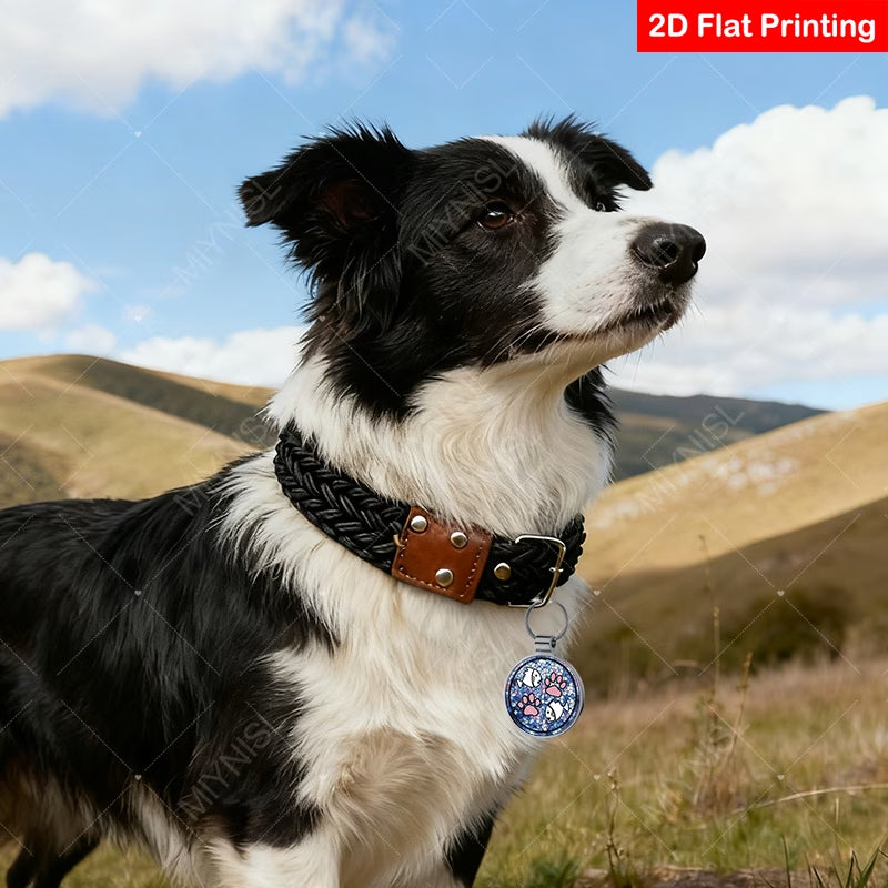 QR Code Pet ID Tag - Pink Paw Print & Fish Design Dog Cat Collar Tag Australia