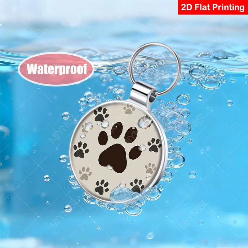 QR Code Pet ID Tag - Classic Black & White Paw Print Dog Cat Collar Tag Australia