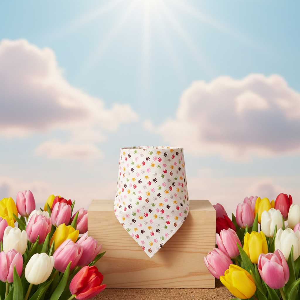 Paw Print Dog Bandana - Medium Size
