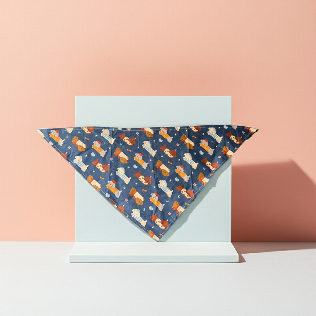 Puppy Pattern Dog Bandana - Medium Size