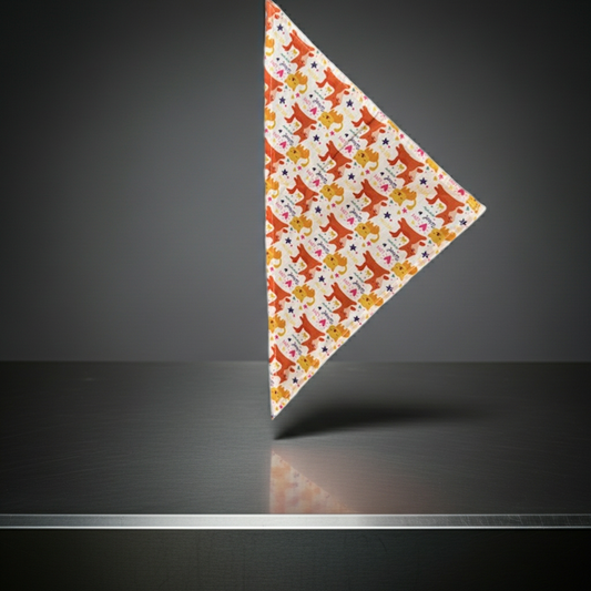 Cotton Dog Bandana Small - Colorful Dogs Cream Pattern