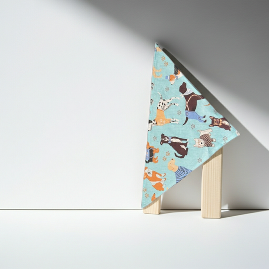 Dog Bandana - Happy Dogs Blue Pattern