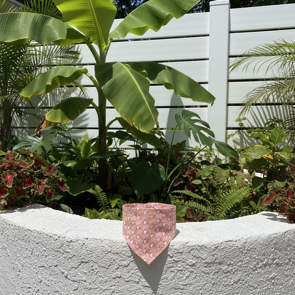 Dog Bandana Small - Cute Monkey cat Pink Pattern