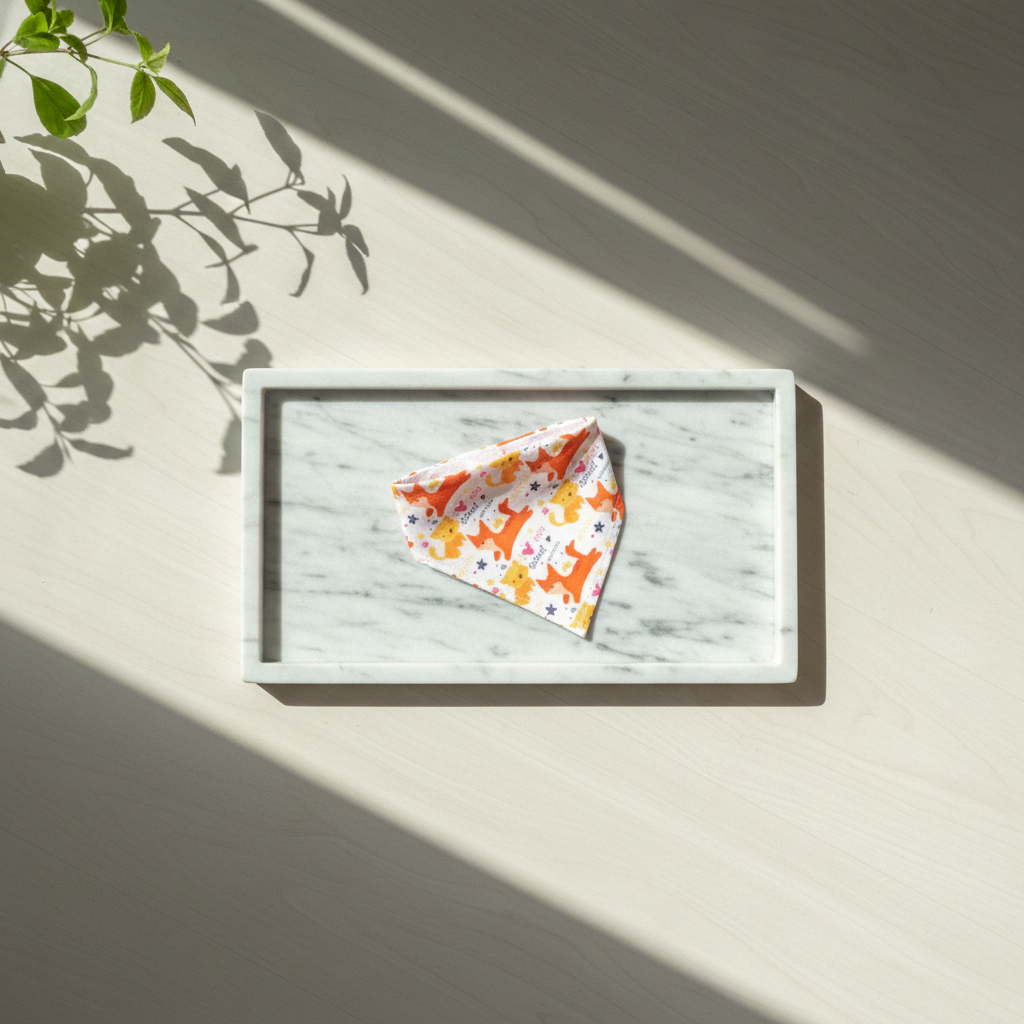 Cotton Dog Bandana Small - Colorful Dogs Cream Pattern